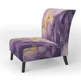 Purple and Gold Marble Ink Clouds I- Upholstered Accent Chair