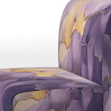 Purple and Gold Marble Ink Clouds I- Upholstered Accent Chair