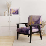 Purple and Gold Marble Ink Clouds I- Upholstered Accent Chair