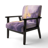 Purple and Gold Marble Ink Clouds I- Upholstered Accent Chair