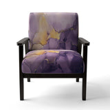 Purple and Gold Marble Ink Clouds I- Upholstered Accent Chair