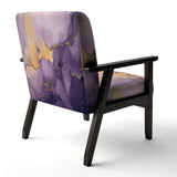 Purple and Gold Marble Ink Clouds I- Upholstered Accent Chair