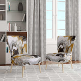 Gold and Black Marble Waves III- Upholstered Accent Chair