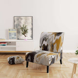 Gold and Black Marble Waves III- Upholstered Accent Chair