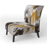 Gold and Black Marble Waves III- Upholstered Accent Chair