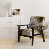 Gold and Black Marble Waves III- Upholstered Accent Chair