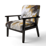 Gold and Black Marble Waves III- Upholstered Accent Chair