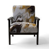 Gold and Black Marble Waves III- Upholstered Accent Chair