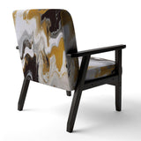 Gold and Black Marble Waves III- Upholstered Accent Chair