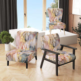 Grey and Pink Tender Liquid Ink Art I- Upholstered Accent Chair