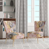 Grey and Pink Tender Liquid Ink Art I- Upholstered Accent Chair