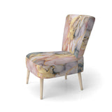 Grey and Pink Tender Liquid Ink Art I- Upholstered Accent Chair