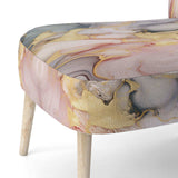 Grey and Pink Tender Liquid Ink Art I- Upholstered Accent Chair