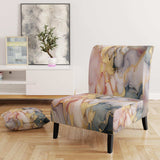 Grey and Pink Tender Liquid Ink Art I- Upholstered Accent Chair