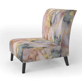 Grey and Pink Tender Liquid Ink Art I- Upholstered Accent Chair