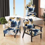 Abstract Pattern With Blue & Golden Textures II- Upholstered Accent Chair