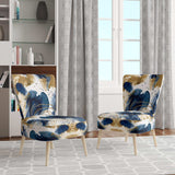 Abstract Pattern With Blue & Golden Textures II- Upholstered Accent Chair