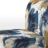 Abstract Pattern With Blue & Golden Textures II- Upholstered Accent Chair