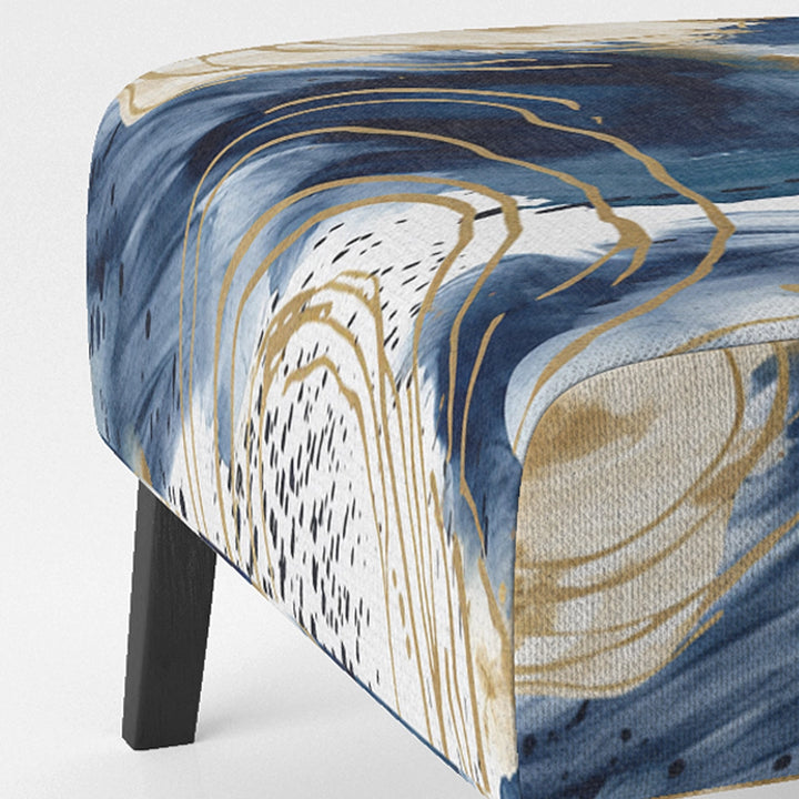 Abstract Pattern With Blue &amp; Golden Textures II- Upholstered Accent Chair