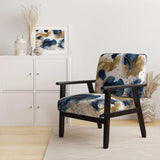 Abstract Pattern With Blue & Golden Textures II- Upholstered Accent Chair