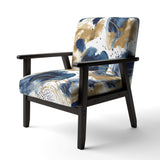 Abstract Pattern With Blue & Golden Textures II- Upholstered Accent Chair