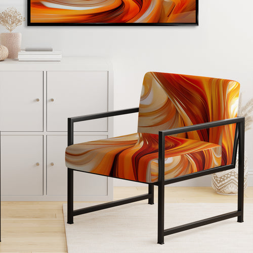 Orange Abstract Warm Fractal Design VII - Modern Accent Chair