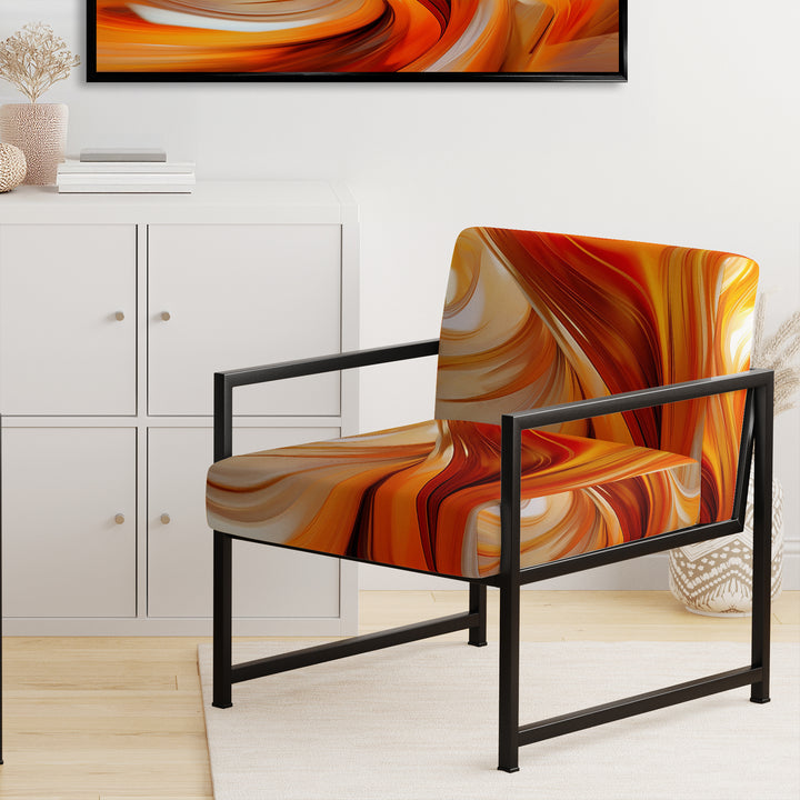 Orange Abstract Warm Fractal Design VII - Modern Accent Chair