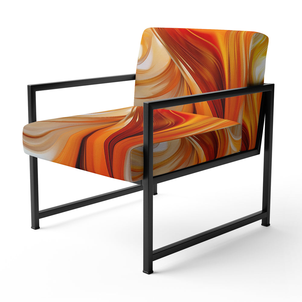 Orange Abstract Warm Fractal Design VII - Modern Accent Chair