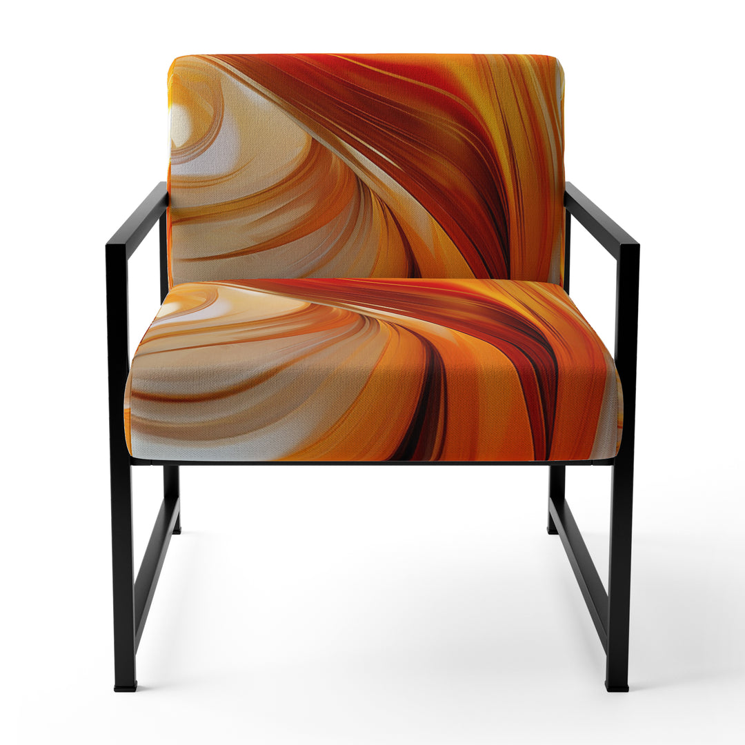Orange Abstract Warm Fractal Design VII - Modern Accent Chair