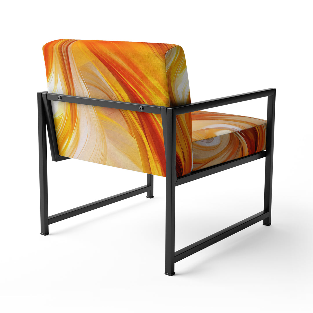 Orange Abstract Warm Fractal Design VII - Modern Accent Chair