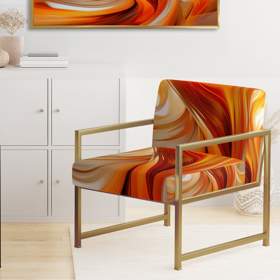 Orange Abstract Warm Fractal Design VII - Modern Accent Chair