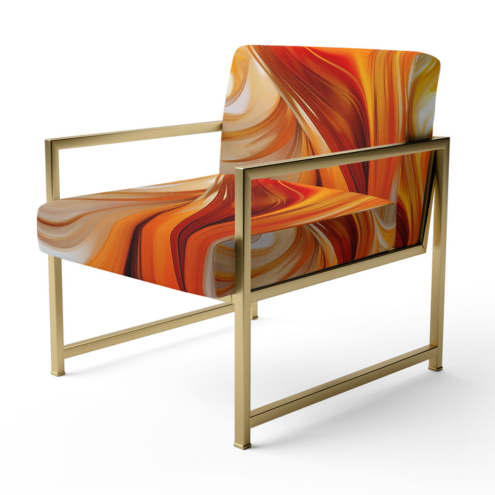 Orange Abstract Warm Fractal Design VII - Modern Accent Chair