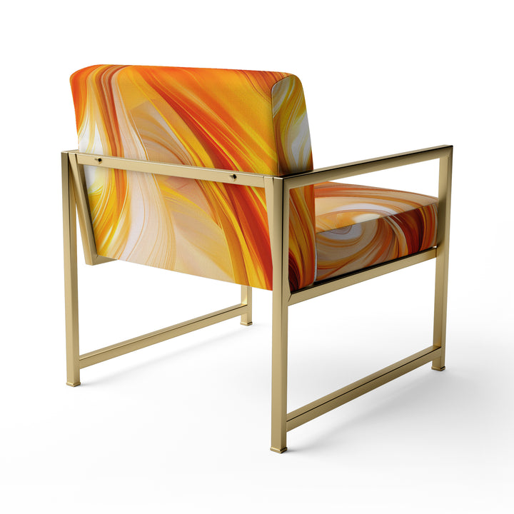 Orange Abstract Warm Fractal Design VII - Modern Accent Chair