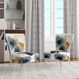 Landscape of Dark Blue and Gold Strokes III- Upholstered Accent Chair