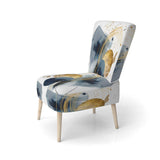 Landscape of Dark Blue and Gold Strokes III- Upholstered Accent Chair