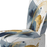 Landscape of Dark Blue and Gold Strokes III- Upholstered Accent Chair