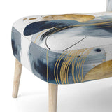 Landscape of Dark Blue and Gold Strokes III- Upholstered Accent Chair