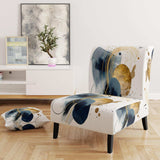 Landscape of Dark Blue and Gold Strokes III- Upholstered Accent Chair