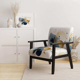 Landscape of Dark Blue and Gold Strokes III- Upholstered Accent Chair