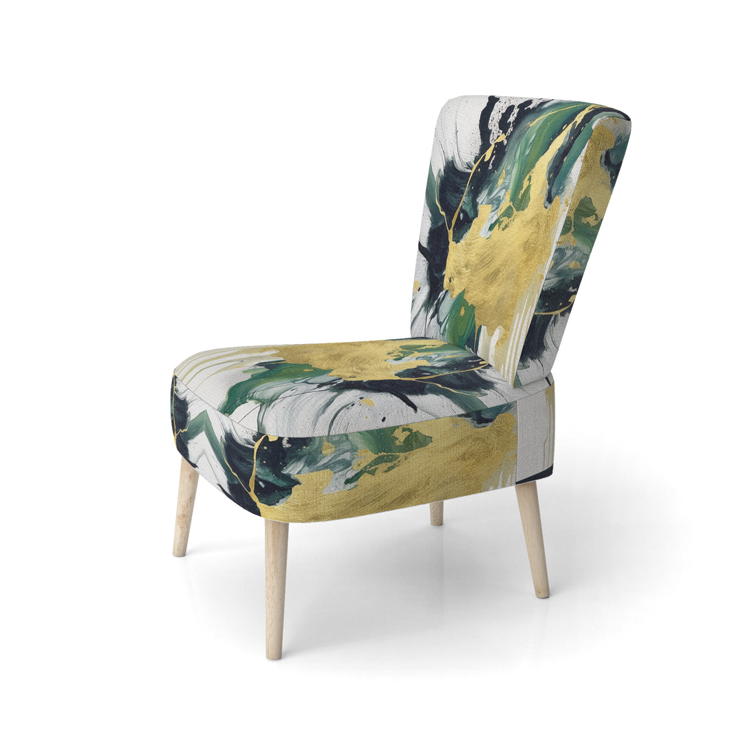 Green and Yellow Splash - Upholstered Modern Accent Chairs