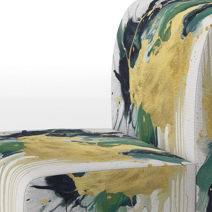 Green and Yellow Splash - Upholstered Modern Accent Chairs