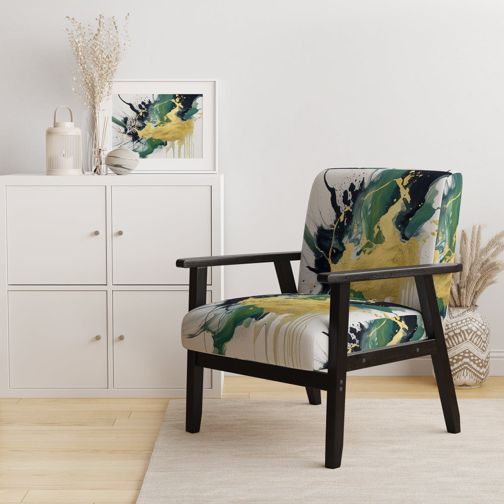Green and Yellow Splash - Upholstered Modern Accent Chairs