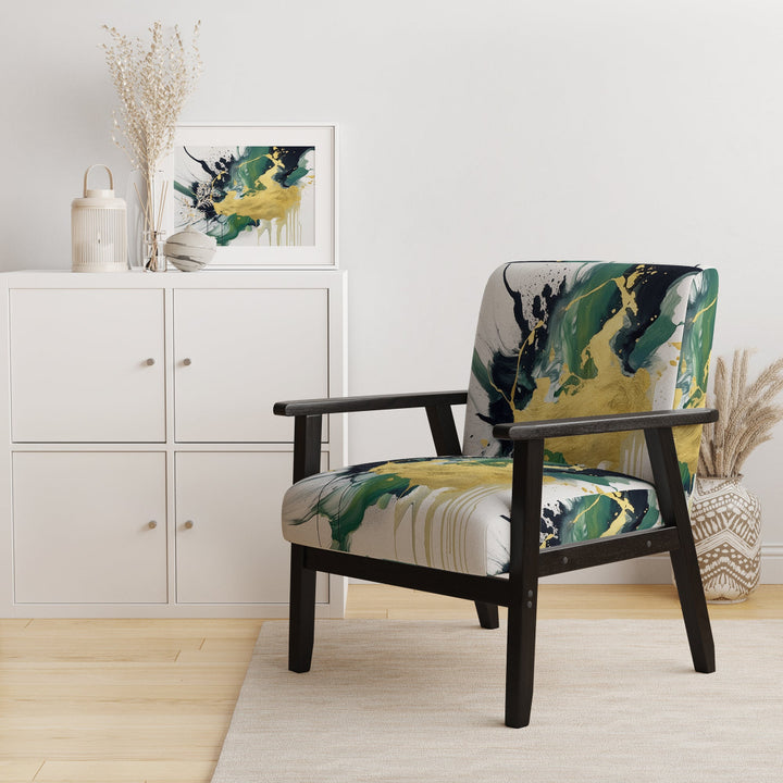 Green and Yellow Splash - Upholstered Modern Accent Chairs