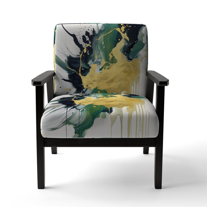 Green and Yellow Splash - Upholstered Modern Accent Chairs