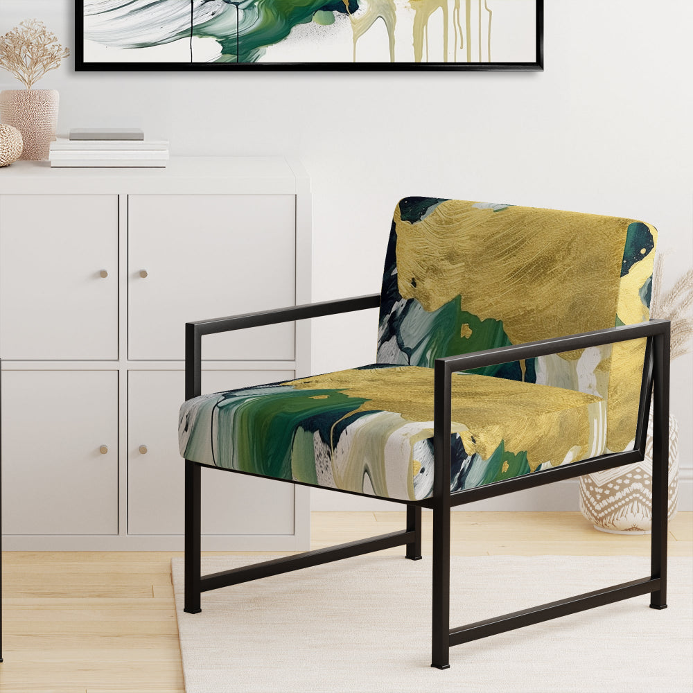 Green and Yellow Splash - Upholstered Modern Accent Chairs
