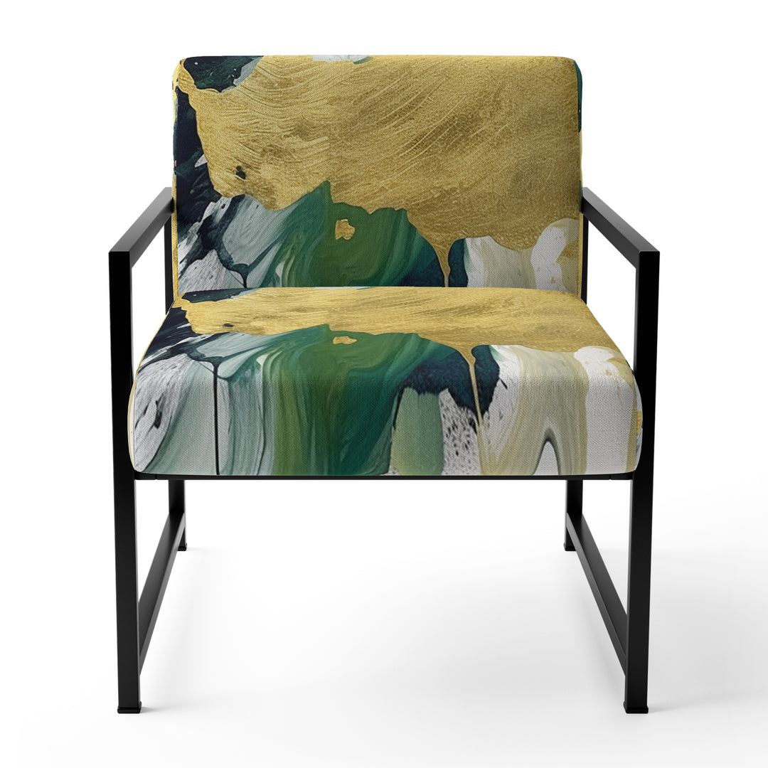 Green and Yellow Splash - Upholstered Modern Accent Chairs