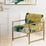 Green and Yellow Splash - Upholstered Modern Accent Chairs