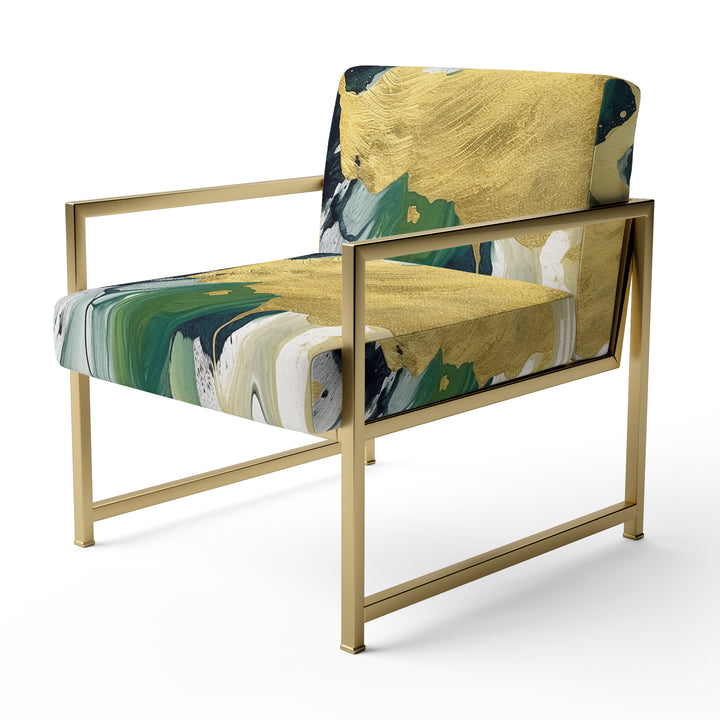Green and Yellow Splash - Upholstered Modern Accent Chairs