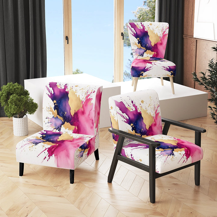 Purple and Pink Strokes VII- Upholstered Accent Chair