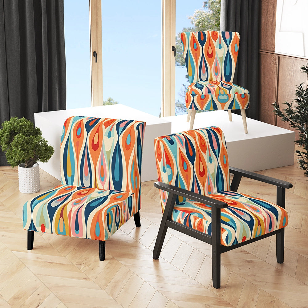 Designart Retro Abstract Drops XI- Upholstered Accent Chair